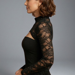 Women's Strapless Top | Lace Mesh Bell Sleeves Cutout