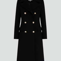 Women's Peacoat | Notched Lapel Double-Breasted Midi