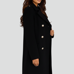Women's Peacoat | Notched Lapel Double-Breasted Midi