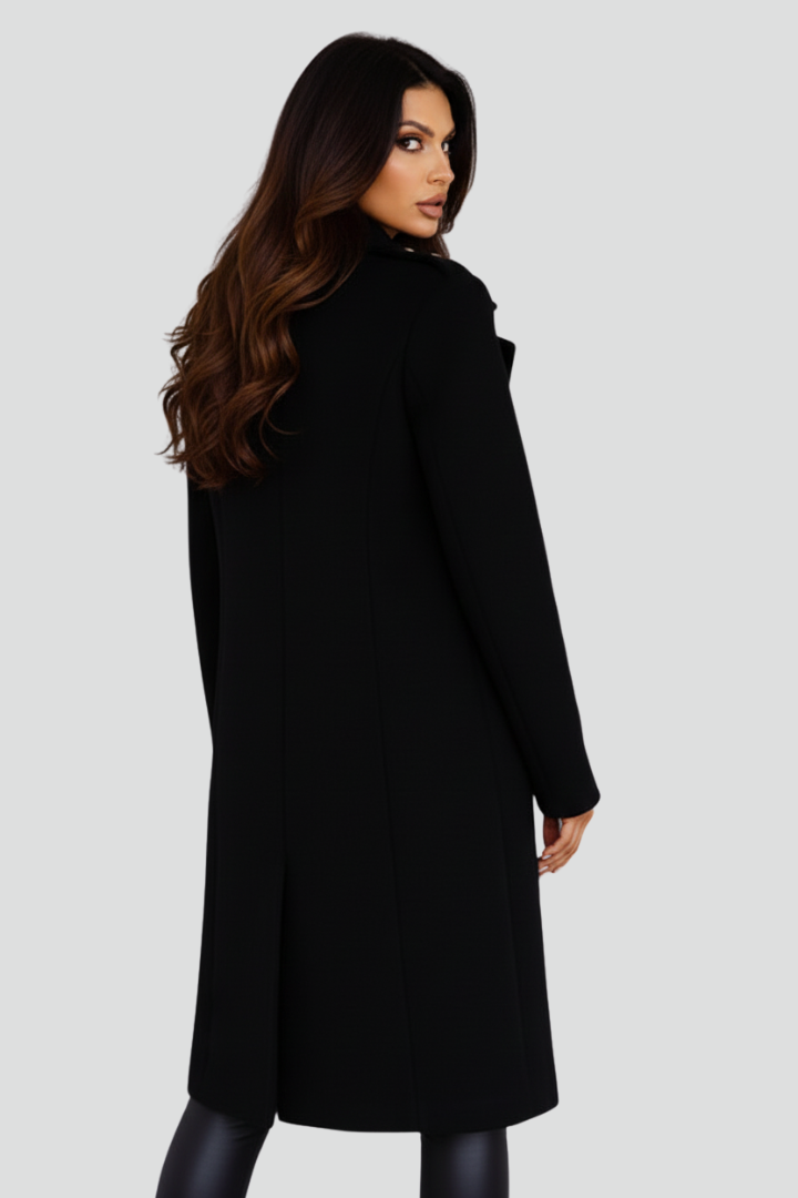 Women's Peacoat | Notched Lapel Double-Breasted Midi