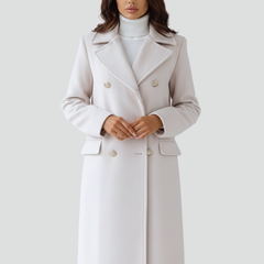 Women's Peacoat | Notched Lapel Double-Breasted Midi