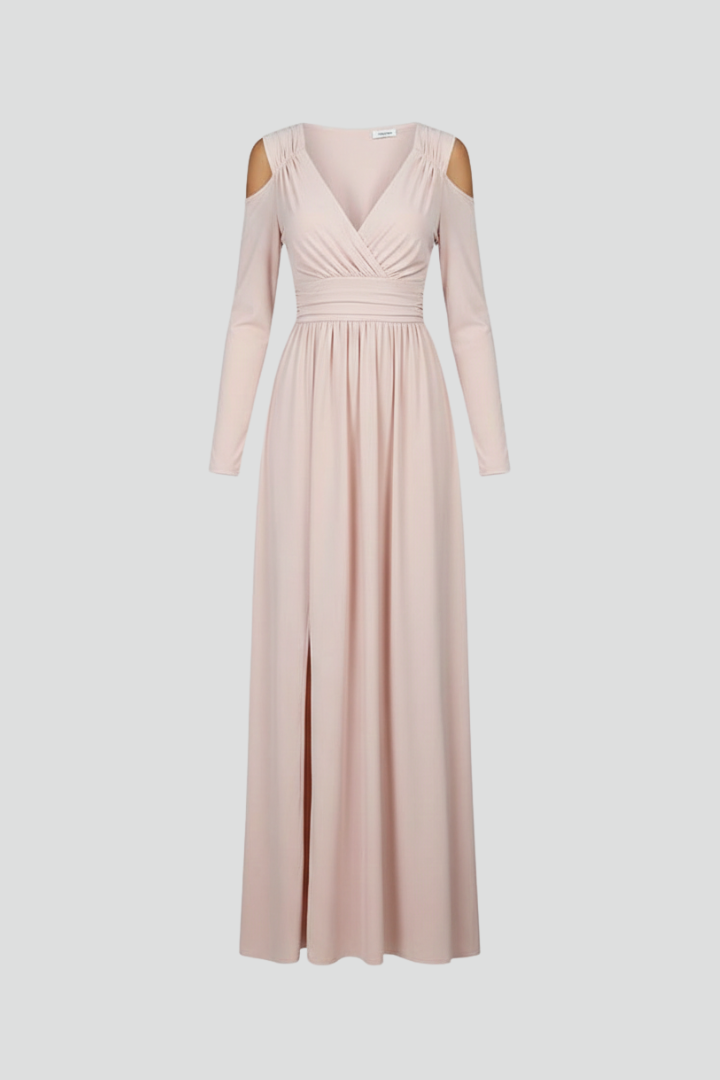 Women's Formal Dress | Maxi V-Neck Cold Shoulder Long Sleeve