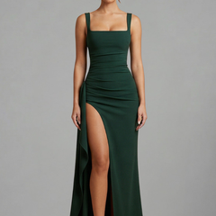 Women's Maxi Dress | Square Neckline Sleeveless Open Back