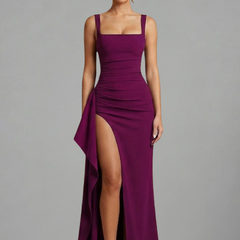 Women's Maxi Dress | Square Neckline Sleeveless Open Back