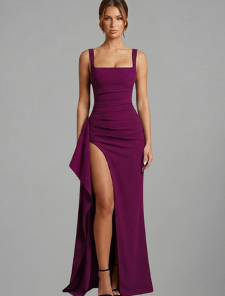 Women's Maxi Dress | Square Neckline Sleeveless Open Back