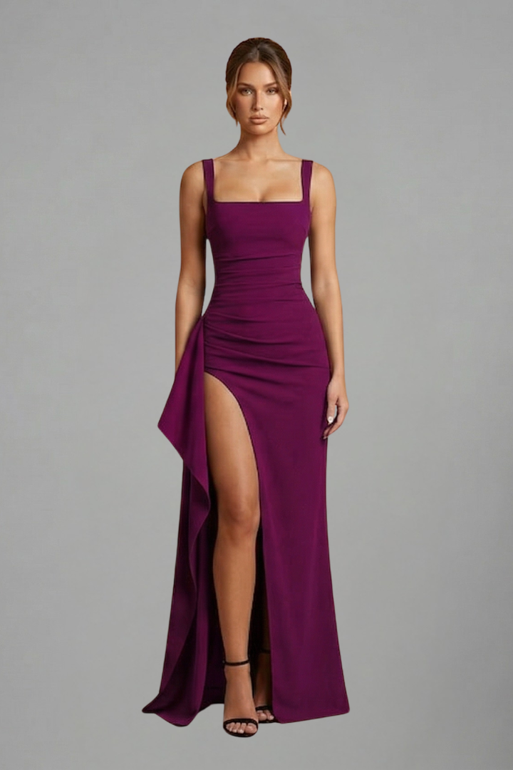 Women's Maxi Dress | Square Neckline Sleeveless Open Back