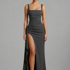 Women's Maxi Dress | Square Neckline Sleeveless Open Back