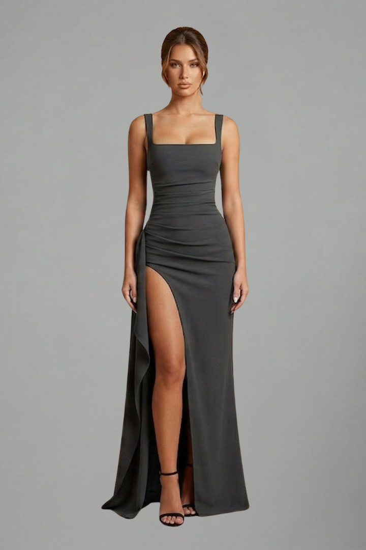 Women's Maxi Dress | Square Neckline Sleeveless Open Back