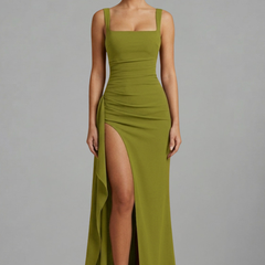 Women's Maxi Dress | Square Neckline Sleeveless Open Back