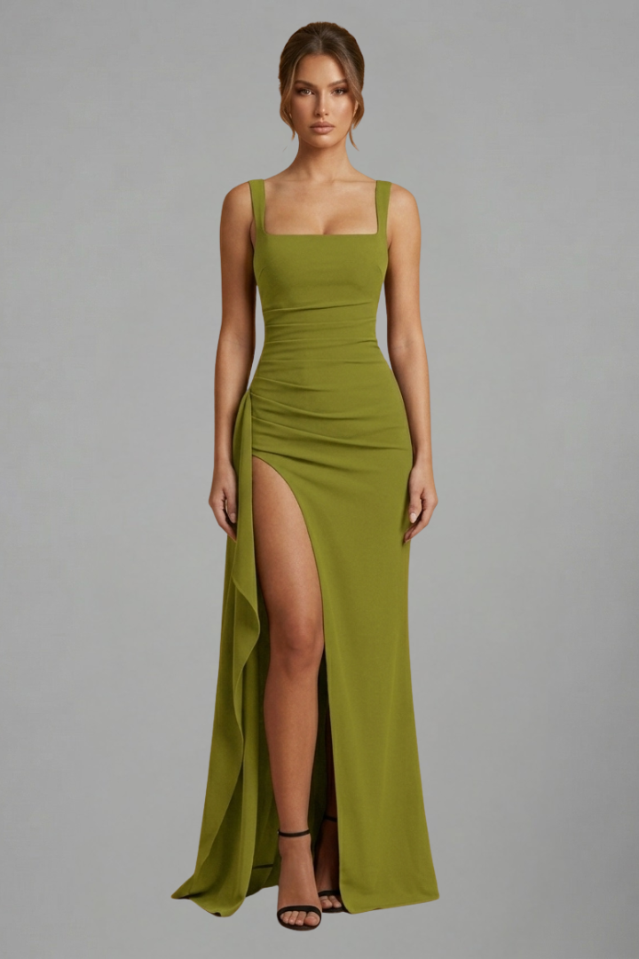 Women's Maxi Dress | Square Neckline Sleeveless Open Back