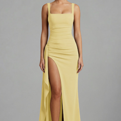 Women's Maxi Dress | Square Neckline Sleeveless Open Back