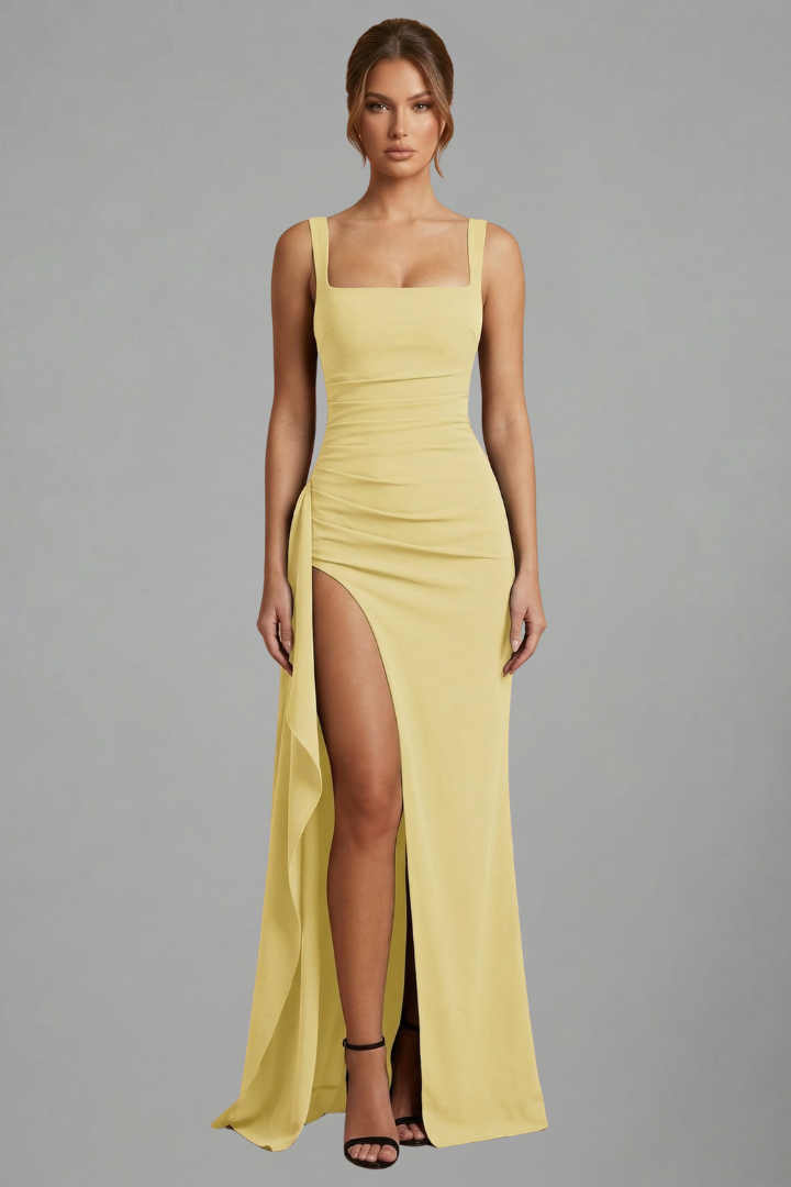 Women's Maxi Dress | Square Neckline Sleeveless Open Back