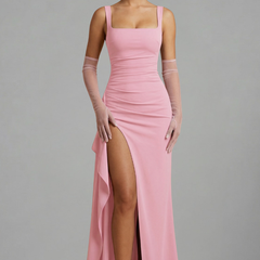 Women's Maxi Dress | Square Neckline Sleeveless Open Back
