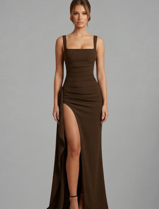 Women's Maxi Dress | Square Neckline Sleeveless Open Back