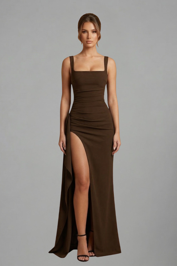 Women's Maxi Dress | Square Neckline Sleeveless Open Back