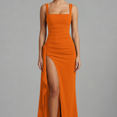 Women's Maxi Dress | Square Neckline Sleeveless Open Back