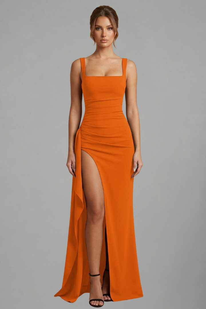 Women's Maxi Dress | Square Neckline Sleeveless Open Back