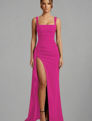 Women's Maxi Dress | Square Neckline Sleeveless Open Back