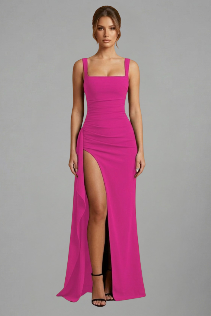 Women's Maxi Dress | Square Neckline Sleeveless Open Back