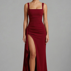 Women's Maxi Dress | Square Neckline Sleeveless Open Back