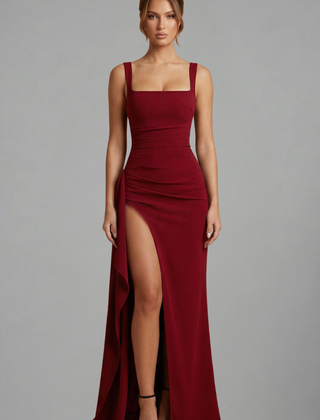 Women's Maxi Dress | Square Neckline Sleeveless Open Back