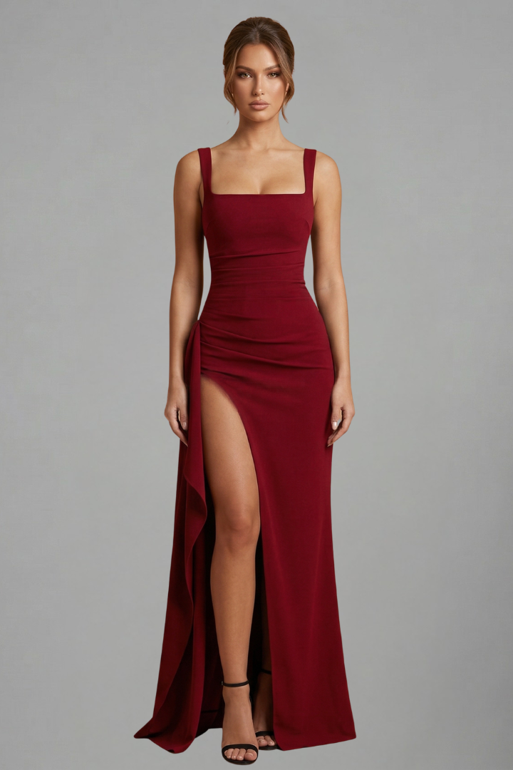 Women's Maxi Dress | Square Neckline Sleeveless Open Back