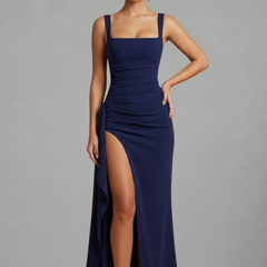 Women's Maxi Dress | Square Neckline Sleeveless Open Back