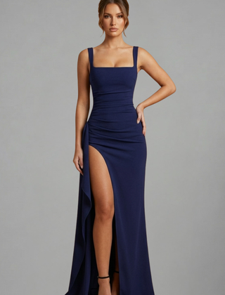 Women's Maxi Dress | Square Neckline Sleeveless Open Back