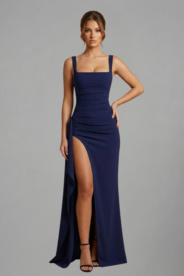 Women's Maxi Dress | Square Neckline Sleeveless Open Back