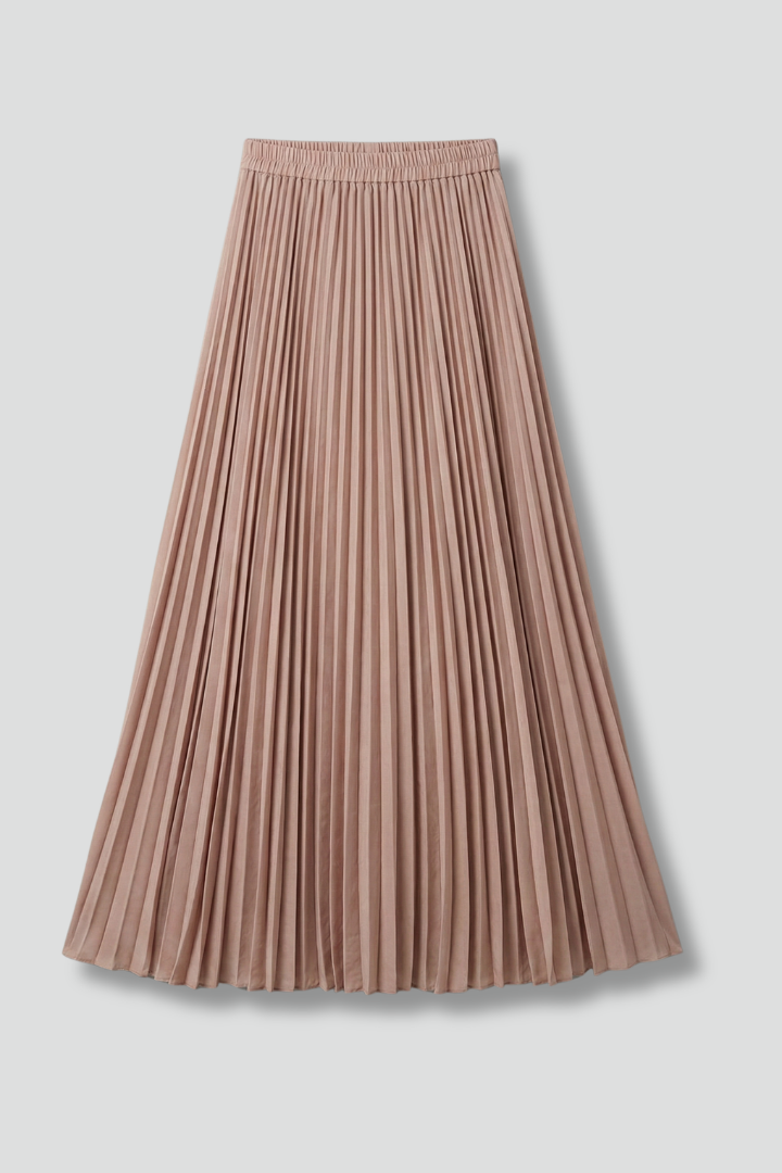 Women's A Line Skirt | Maxi Pleated Elastic Waist A-line