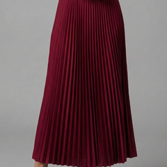 Women's A Line Skirt | Maxi Pleated Elastic Waist A-line