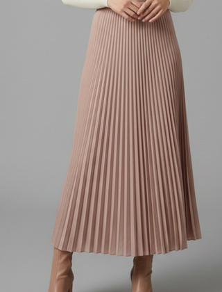 Women's A Line Skirt | Maxi Pleated Elastic Waist A-line