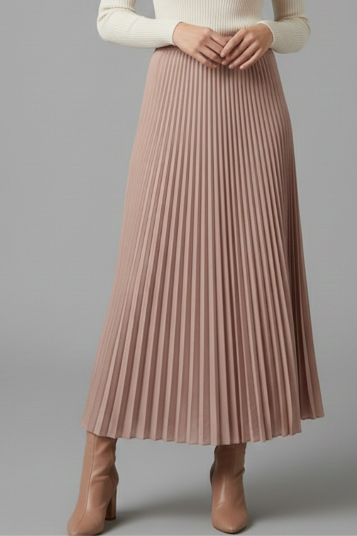 Women's A Line Skirt | Maxi Pleated Elastic Waist A-line