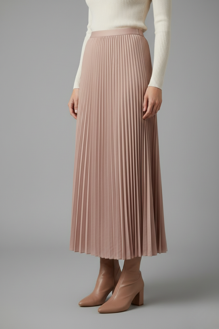 Women's A Line Skirt | Maxi Pleated Elastic Waist A-line