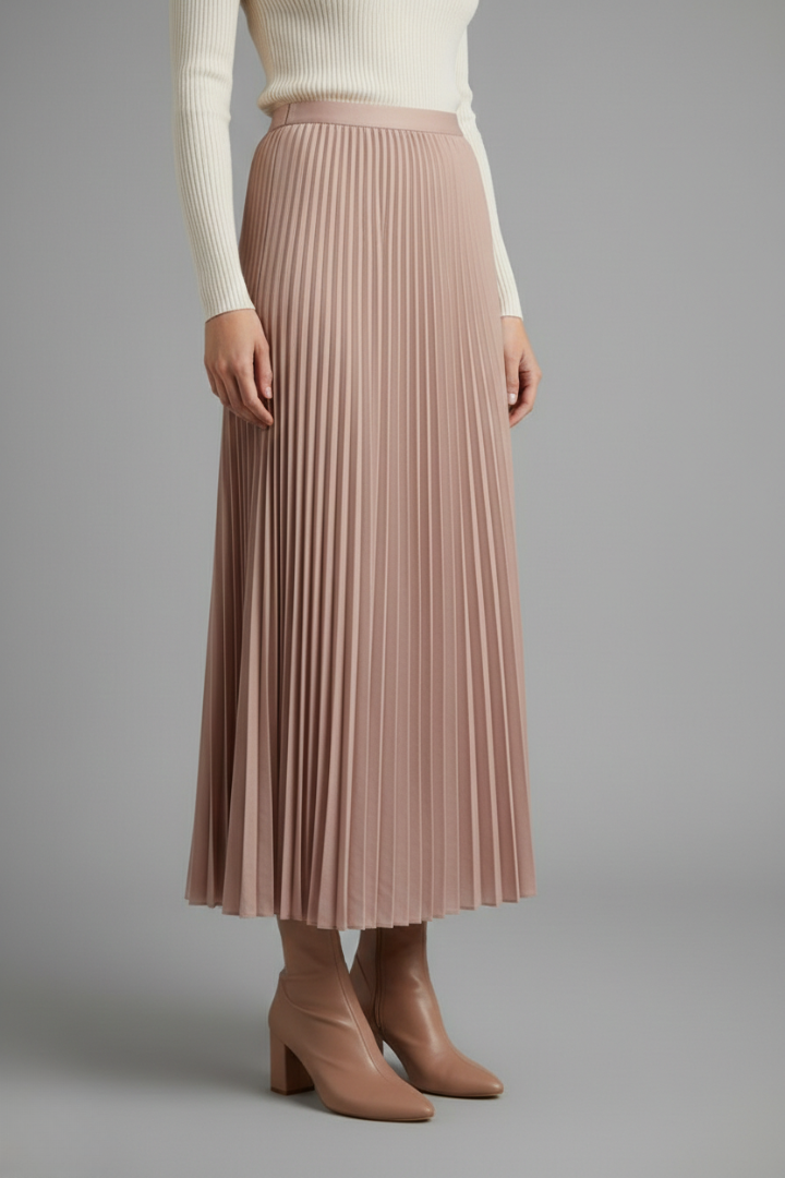 Women's A Line Skirt | Maxi Pleated Elastic Waist A-line