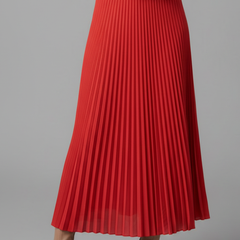 Women's A Line Skirt | Maxi Pleated Elastic Waist A-line