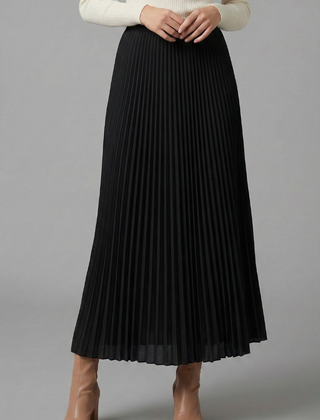 Women's A Line Skirt | Maxi Pleated Elastic Waist A-line