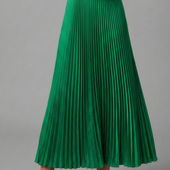 Women's A Line Skirt | Maxi Pleated Elastic Waist A-line