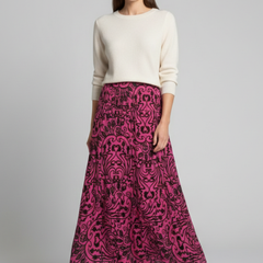 Women's Maxi Skirt | A-Line Elastic Waist Printed