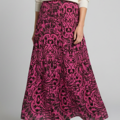 Women's Maxi Skirt | A-Line Elastic Waist Printed