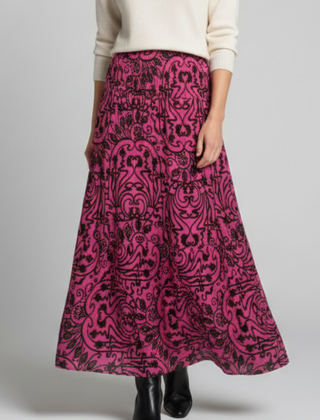 Women's Maxi Skirt | A-Line Elastic Waist Printed