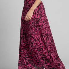Women's Maxi Skirt | A-Line Elastic Waist Printed