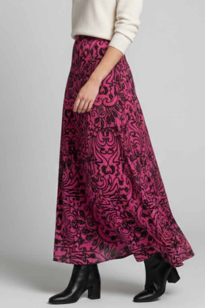 Women's Maxi Skirt | A-Line Elastic Waist Printed