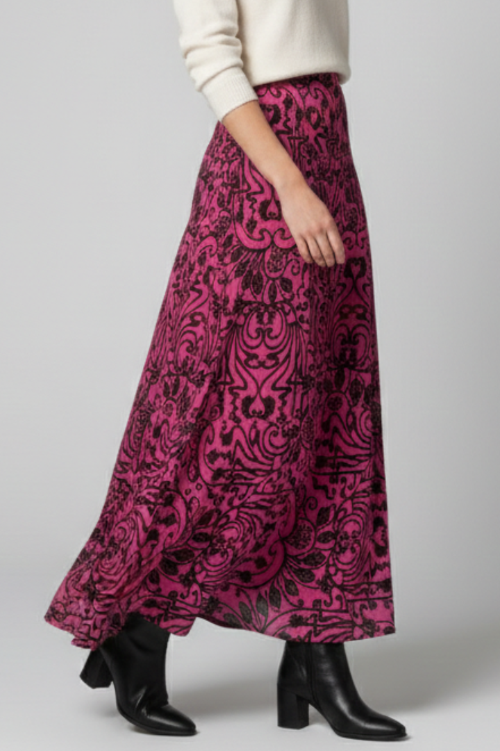 Women's Maxi Skirt | A-Line Elastic Waist Printed