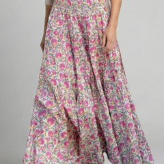 Women's Maxi Skirt | A-Line Elastic Waist Printed