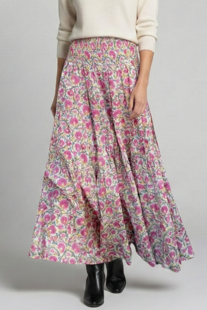 Women's Maxi Skirt | A-Line Elastic Waist Printed