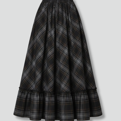Women's Plaid Skirt | Maxi Length A-Line Silhouette Tiered Hem