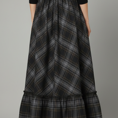 Women's Plaid Skirt | Maxi Length A-Line Silhouette Tiered Hem