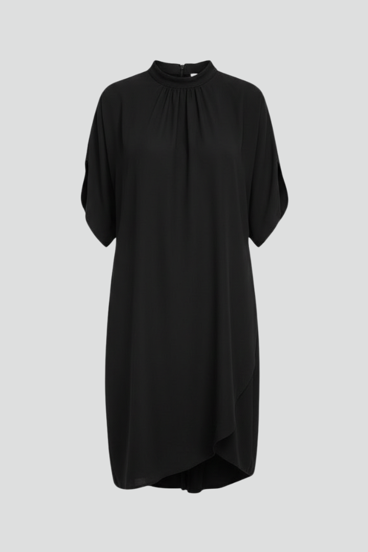 Women's Mini Dress | Mock Neck Slit Sleeves Straight Fit