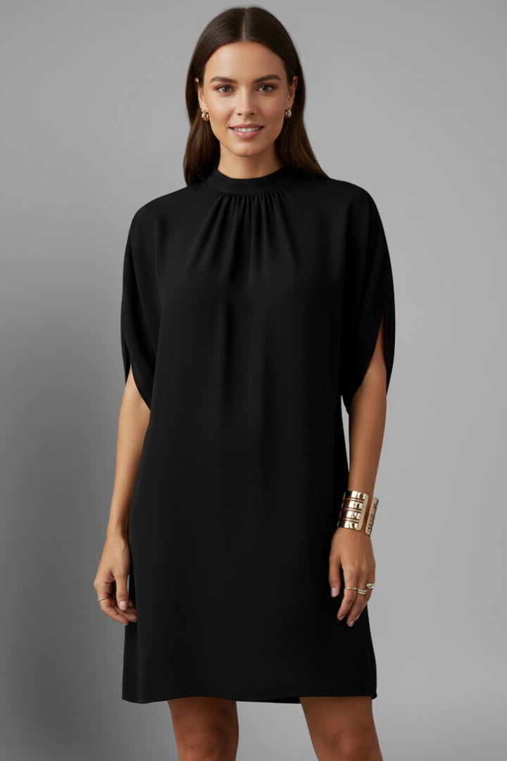 Women's Mini Dress | Mock Neck Split Sleeves Shift